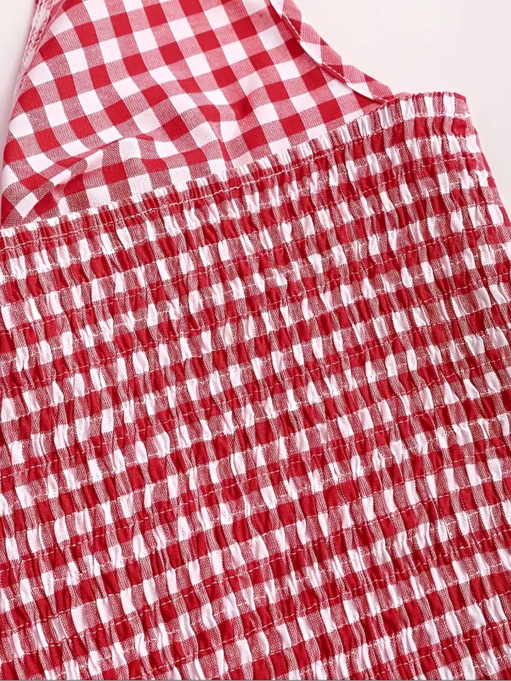 Red & White Gingham Plaid Halter Bow Tie-Front Top New Boutique - Picture 4 of 6